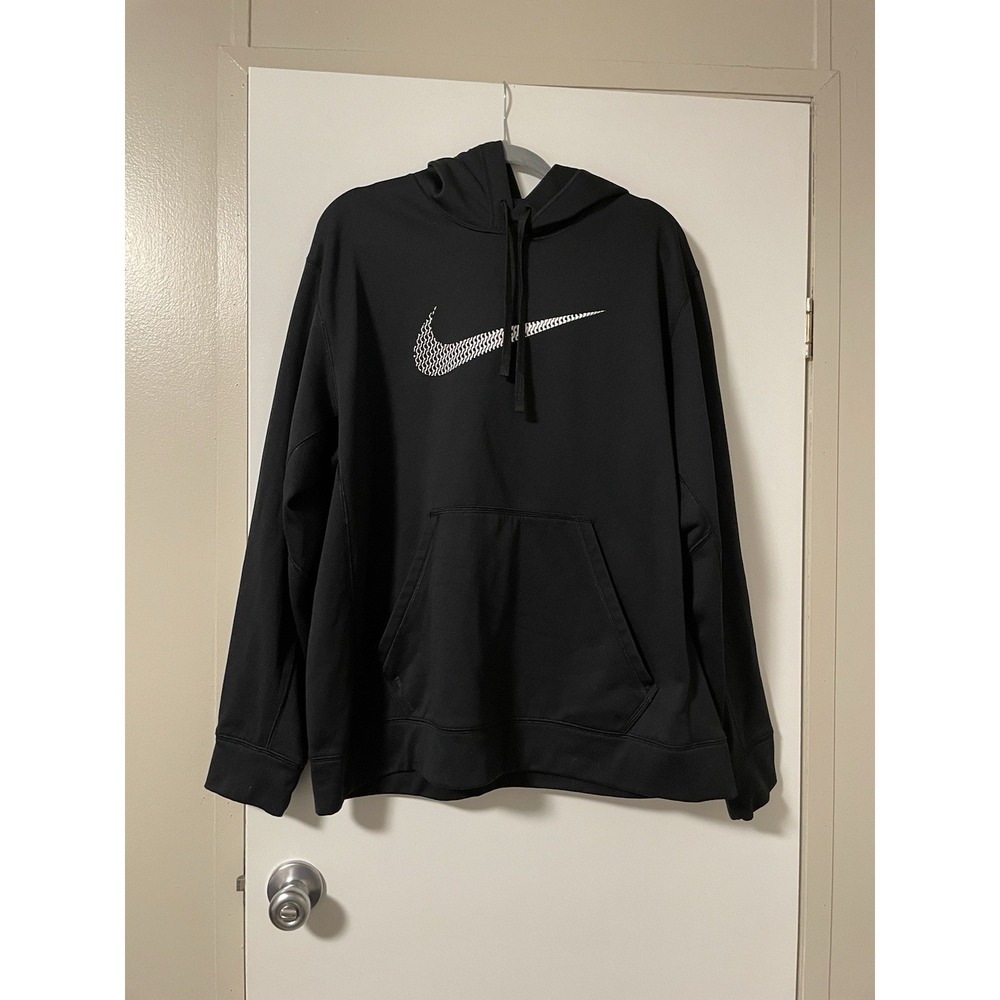 Nike Hoodie Mens XL Black Therma Fit Pullover Training Long Sleeve Swoosh